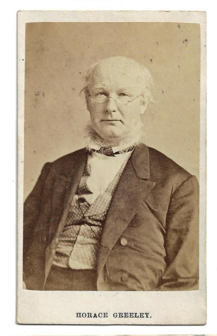 CDV Horace Greeley 1872 Presidential Candidate Younger Days Whiskers & Glasses