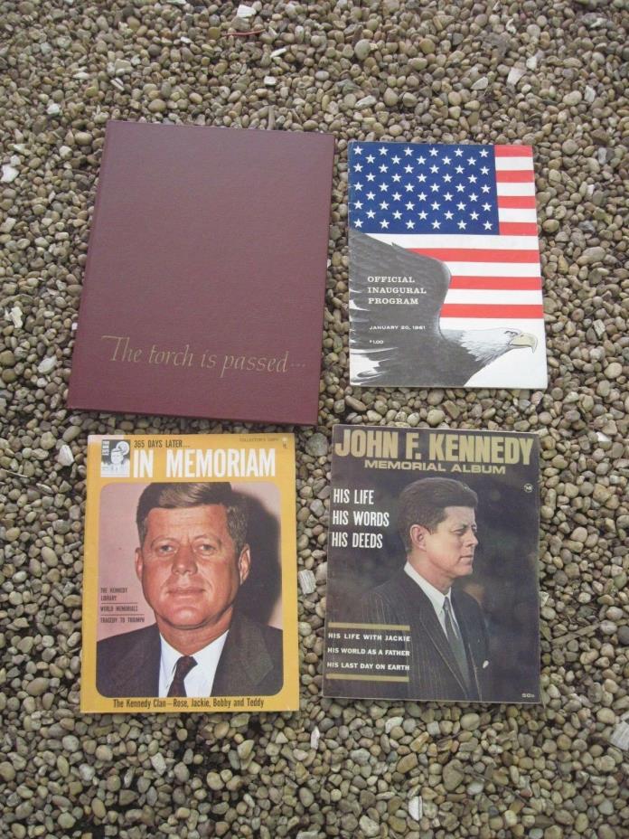 4 President John F. Kennedy Items, '61 Inaugural Program & 3 Books Life & Death
