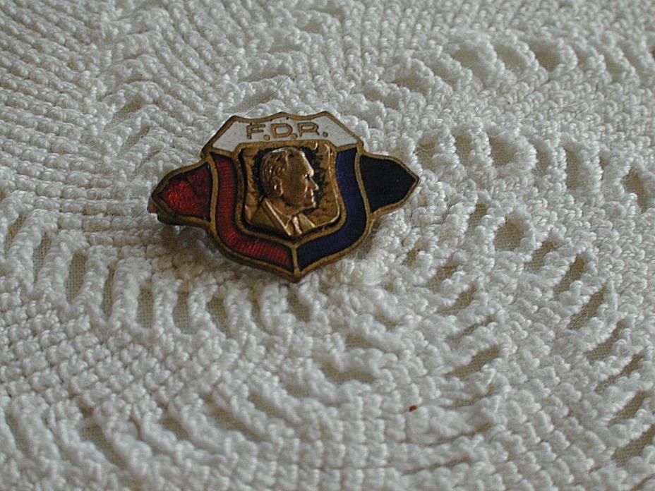 Vintage FDR Brass Campaign Lapel Pin, 1