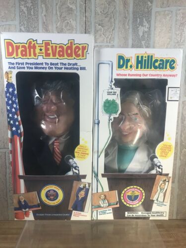Bill Clinton & Hillary Clinton Door Hanger Draft Evader and Dr Hillcare Doll Set