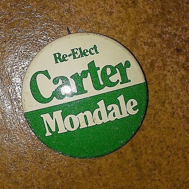 Vintage Re Elect Carter Mondale Pin Presidential Campaign Pinback Button Badge