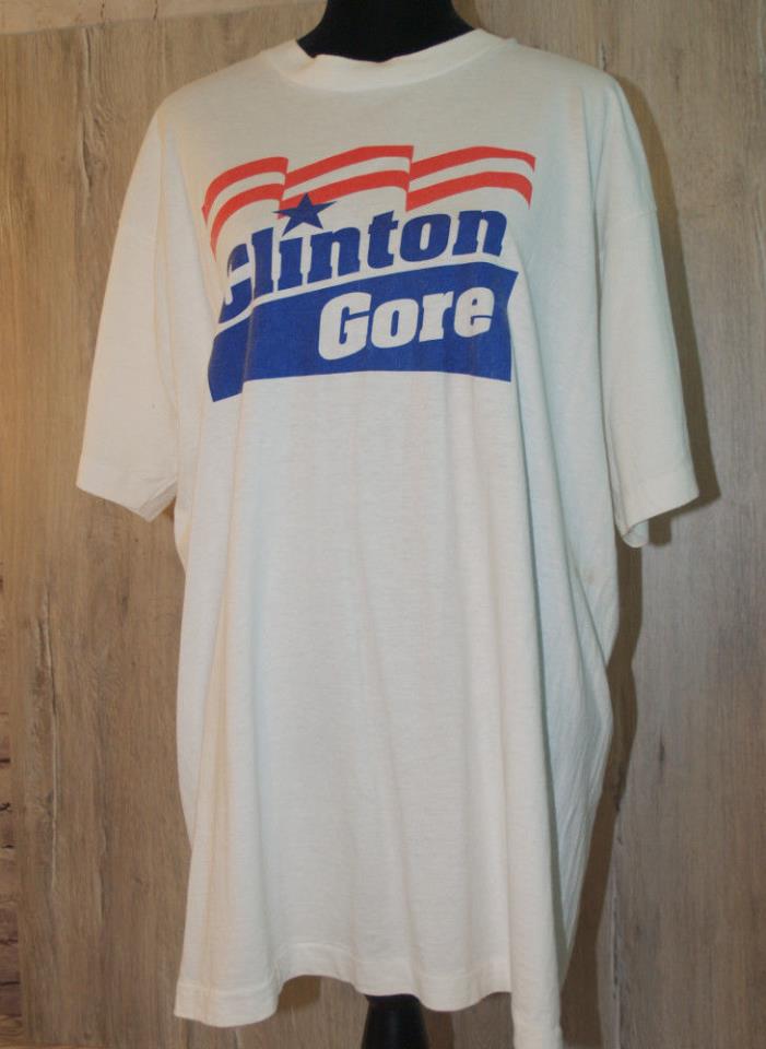 Vintage 1992 Clinton Gore Campaign Shirt Adult XL Made in USA President Voting