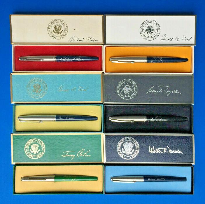 PRESIDENTIAL BILL SIGNING PENS (3) & VICE PRESIDENT PENS (3) -- Six pens & boxes