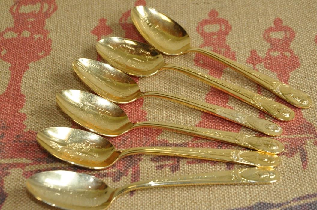 6 presidents Wm.Rogers gold plated spoons,Eisenhower, Grant, Cleveland, Tyler +