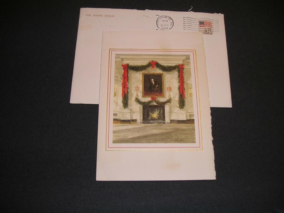 White House Ronald Reagan Christmas Card 1987 with envelope