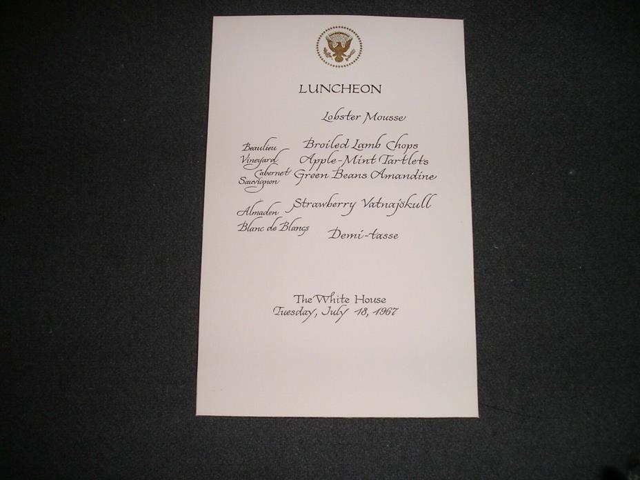 White House Luncheon Menu President Lyndon Johnson 7/18/1967 Iceland (S)