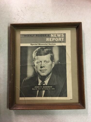Vintage John F. Kennedy Framed Newspaper Cover Weekly Reader December 1963