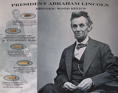 ABRAHAM LINCOLN * 5 Historic Wood Relics * Gettysburg White House Ford's Theater