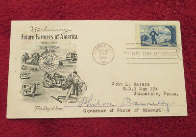 1953 Future Farmers First Day Cover - SIGNED by Missouri Governor Phil Donnelly
