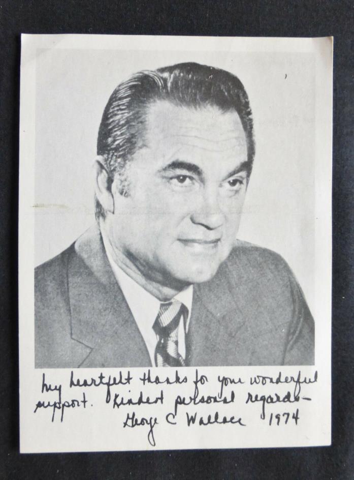 George Wallace Portrait, Thanks for Support in 1974, Non Postcard