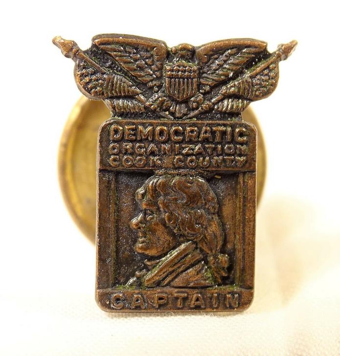 Vintage Democratic Organization Cook County Captain Chicago Elections Lapel Pin