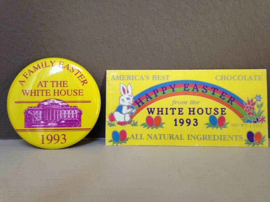 A Family Easter At The White House 1993 Pin Back Button And Candy Wrapper