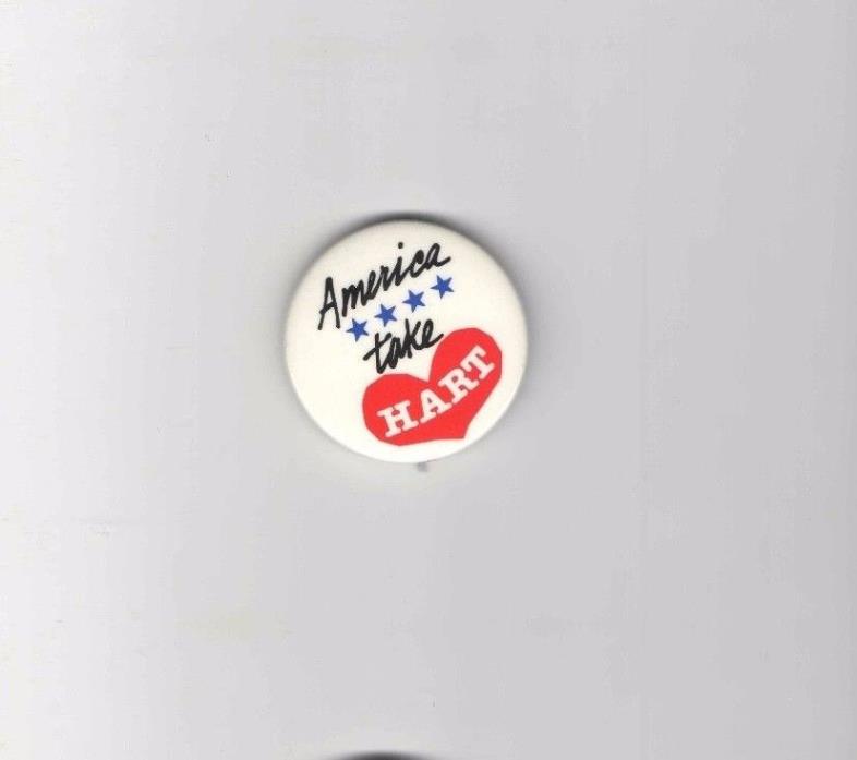 Americans Take Gary HART pin President 1984 ALSO Also RAN pinback HEART