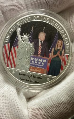 45th PRESIDENT TRUMP AND DAUGHTER, NOVELTY, ON A 40 mm ROUND,COLLECTIBLE Reduc