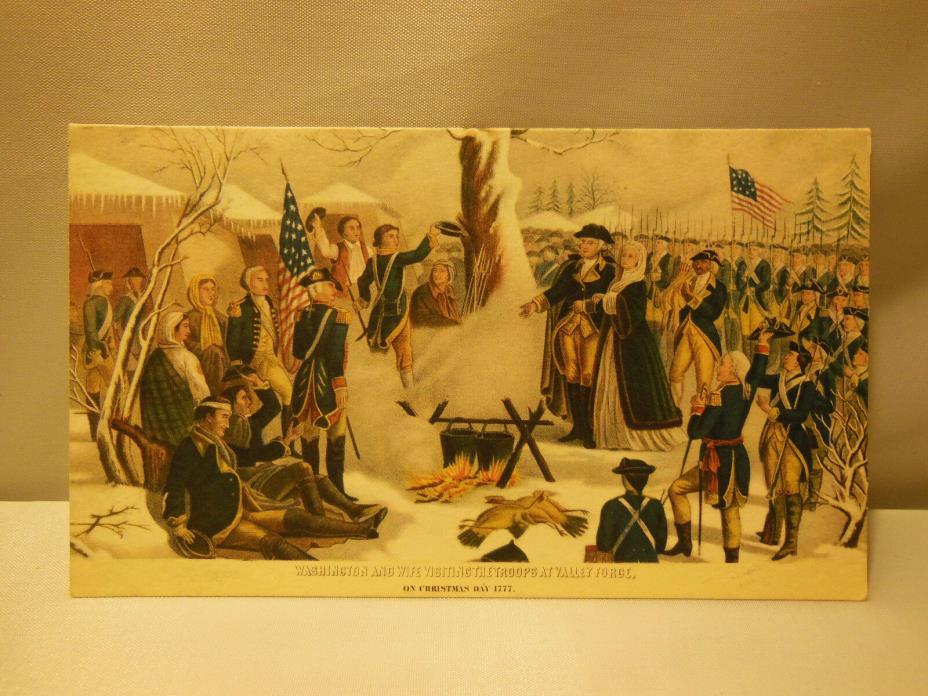 VTG WASHINGTON & WIFE VISITING THE TROOPS AT VALLEY FORGE SEASONS GREETING CARD