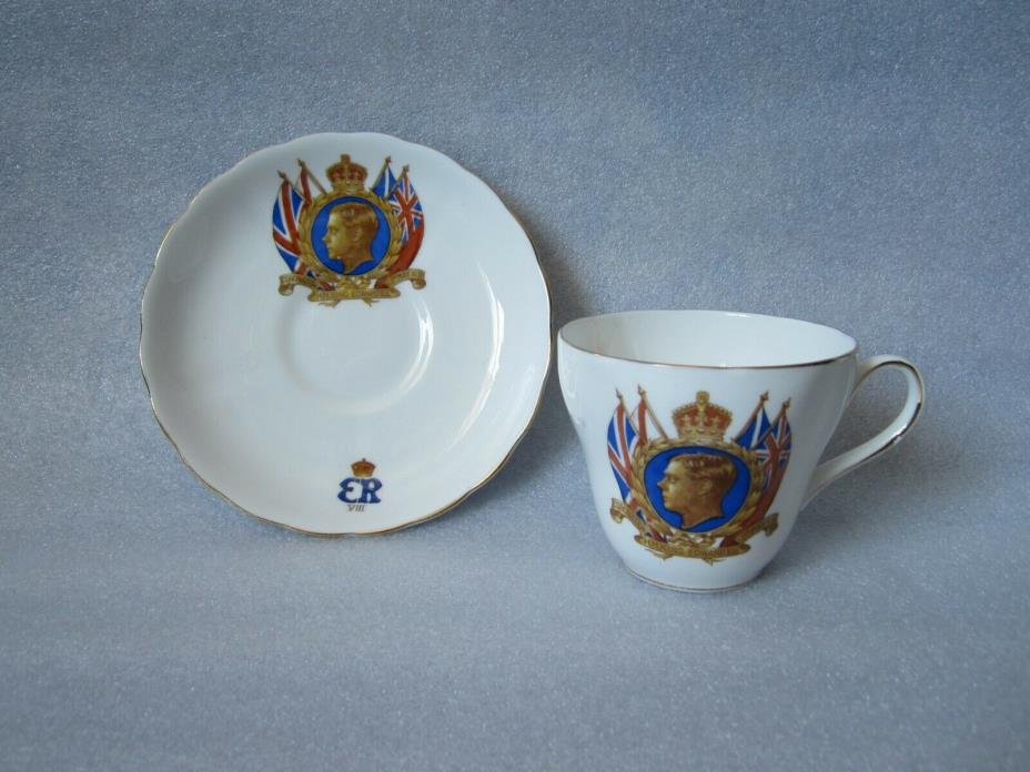 Original Royal Chelsea 1937 Coronation of H.M. King Edward VIII Cup & Saucer Set
