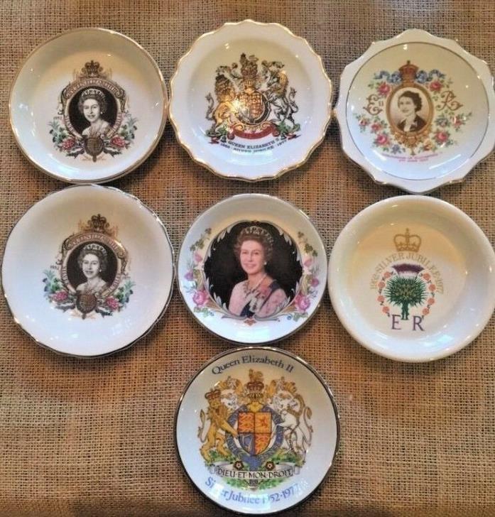 Lot Of 7 Queen Elizabeth II Silver Jubilee Trinket Dish Woods & Sons Lord Nelson