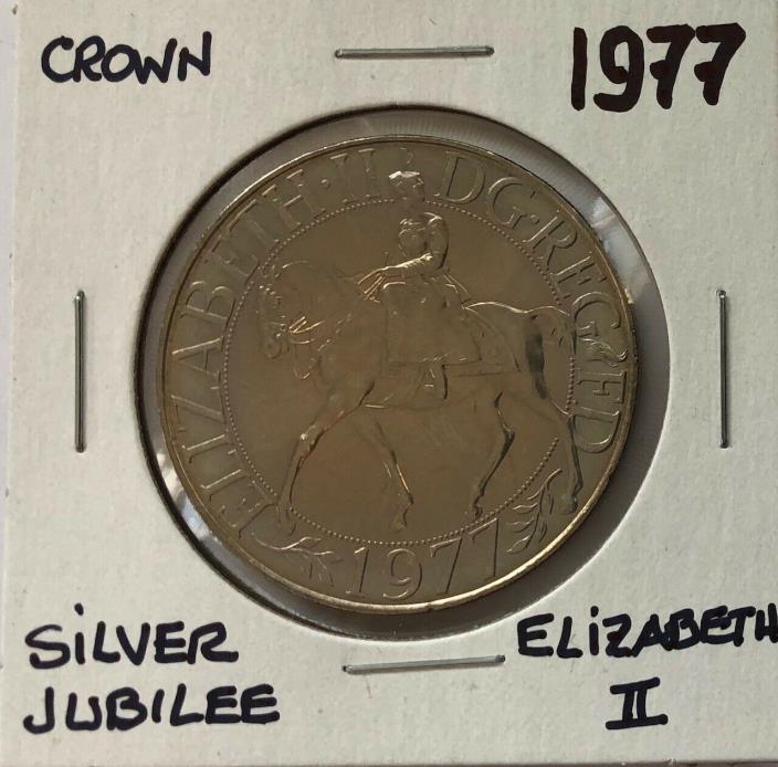 1977 ~ UNITED KINGDOM ~ ELIZABETH II SILVER JUBILEE ~ MOUNTED ON A HORSE ~ EF45+