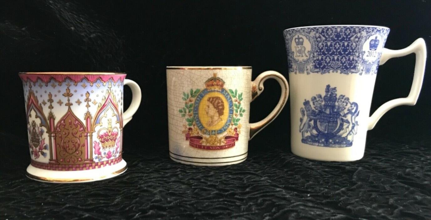 Trio of Queen Elizabeth ll mugs  Radford/Royal Collection/Spode