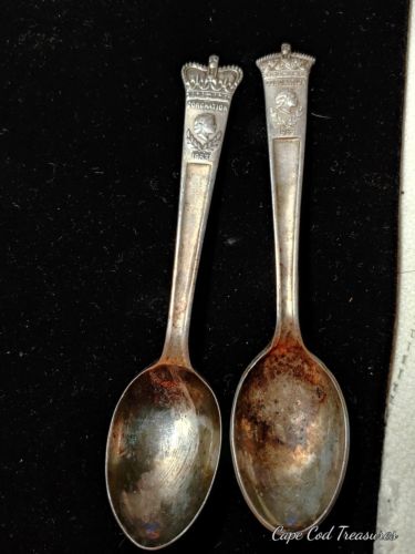 Set of 2 Vintage Silver Plated Queen Elizabeth II Coronation Spoons