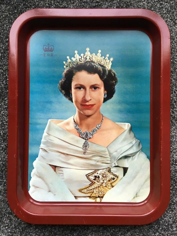 Queen Elizabeth II Coronation Serving Tray Metal Karsh Photo 1953 16 x 12
