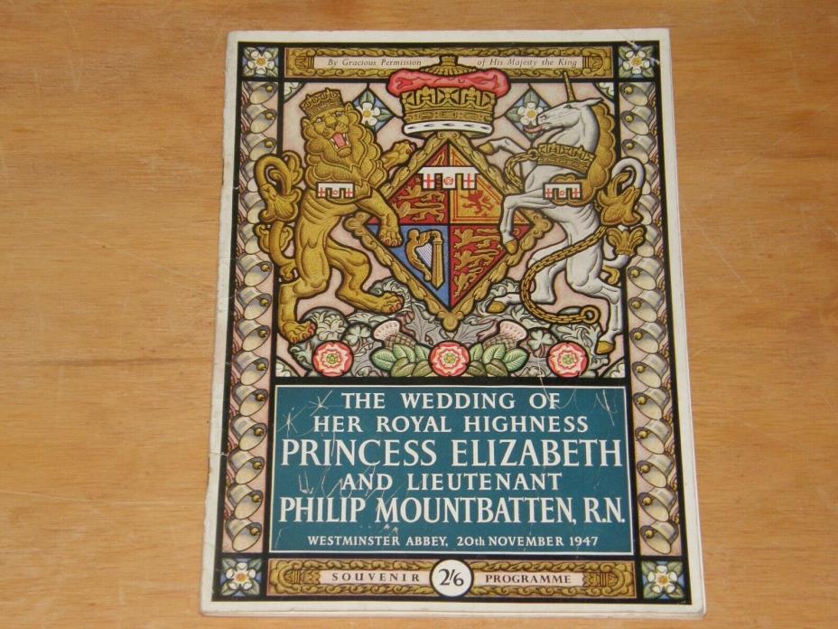 SOUVENIR PROGRAMME THE WEDDING OF PRINCESS ELIZABETH & PHILIP MOUNTBATTEN