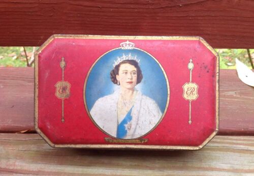 Vintage Majesty Queen Elizabeth Coronation Souvenir 1953 Bensons Toffee Tin Box