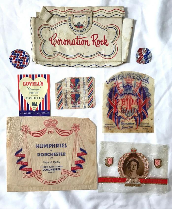 RARE Lot 1953 Queen Elizabeth II Coronation Souvenir Paper Candy/Sweets Wrappers