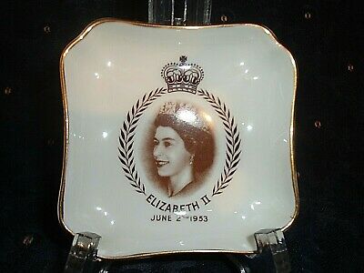 Elizabeth II 1953 Coronation Souvenir Coalport Bone China Dish Made In England