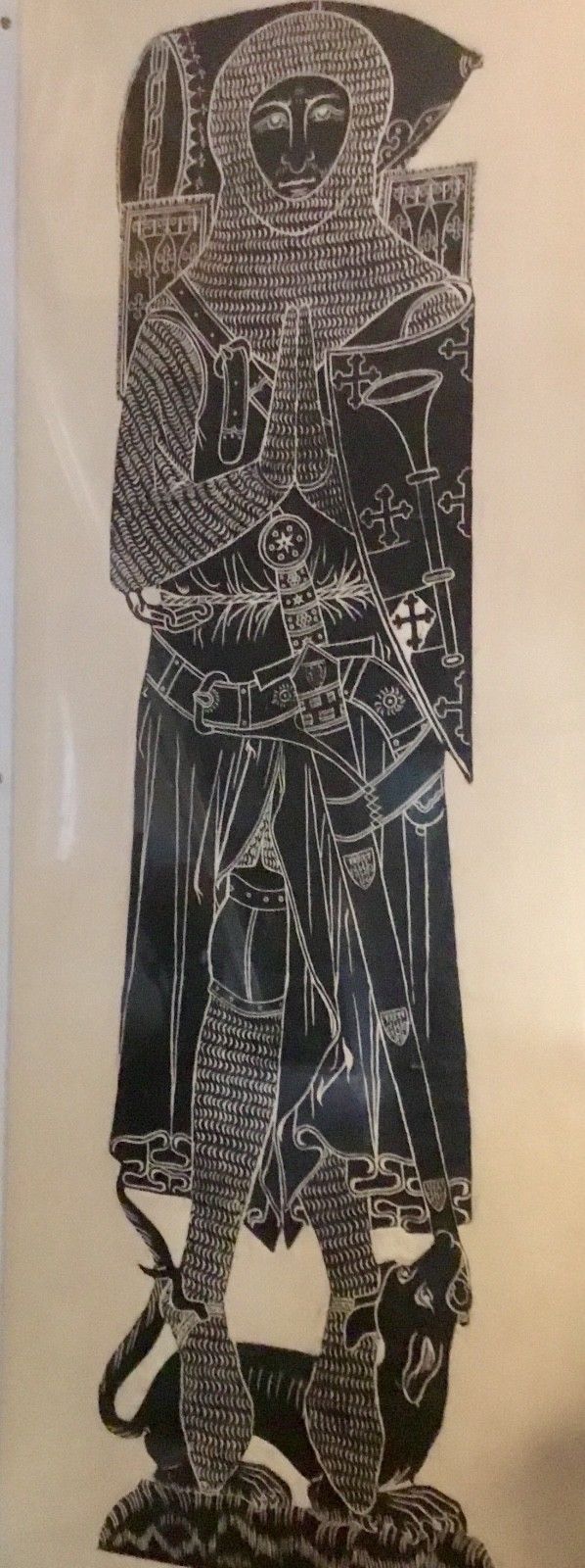 AUTHENTIC VINTAGE BRASS RUBBING OF KNIGHT SIR ROGER DE TRUMPINGTON DATE 1289