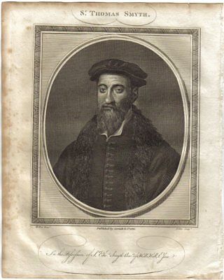 ORIGINAL ENGLISH ENGRAVING, Sr. Thomas Smyth, Secretary of State around the 1550