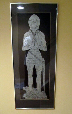 Framed Monumental Brass Rubbing Etching Lancastrian Dynasty Knight Armour Armor