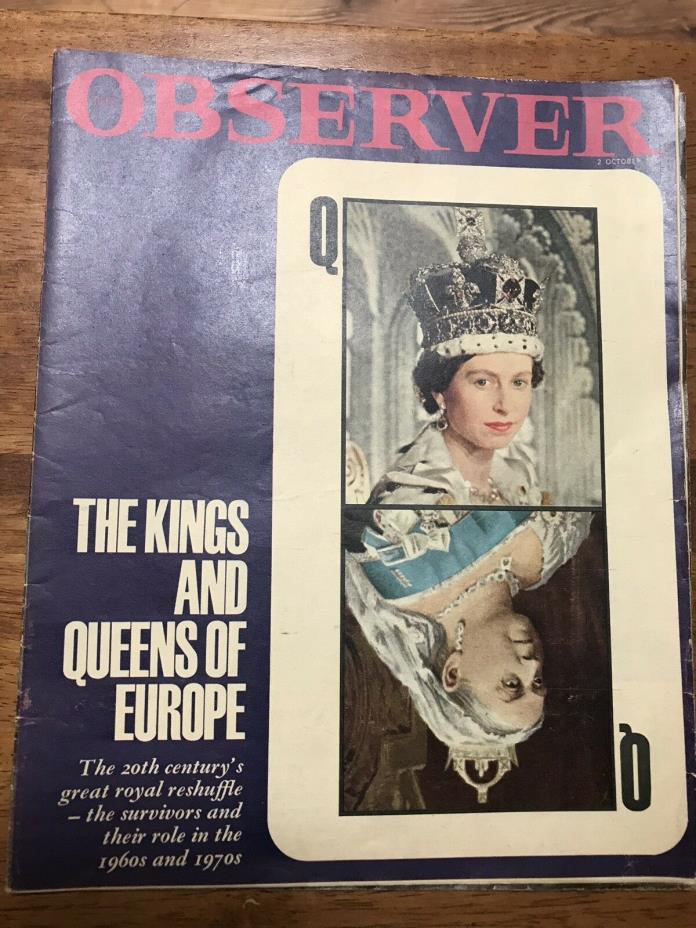 VINTAGE OBSERVER MAGAZINE - THE KINGS AND QUEENS OF EUROPE - 2 OCTOBER 1966 !!