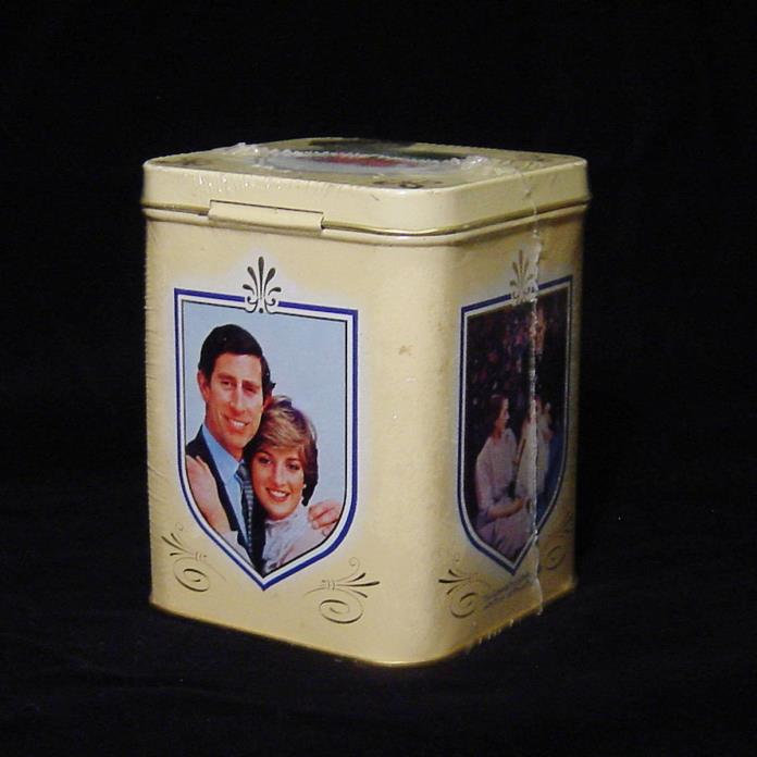 NEW VINTAGE PRINCESS DIANA & CHARLES FIRST CHILD TEA TIN CAN BOX 60 BAGS 1982