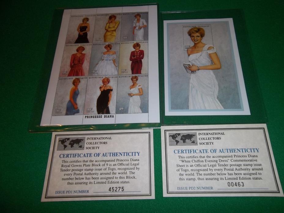 Princess Diana International Collectors Society Togo postage stamps