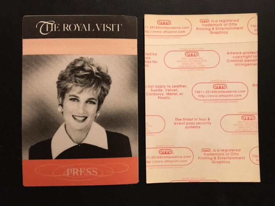 Rare Press Pass from the Princess Diana Visit to Chicago in 1996 (O)