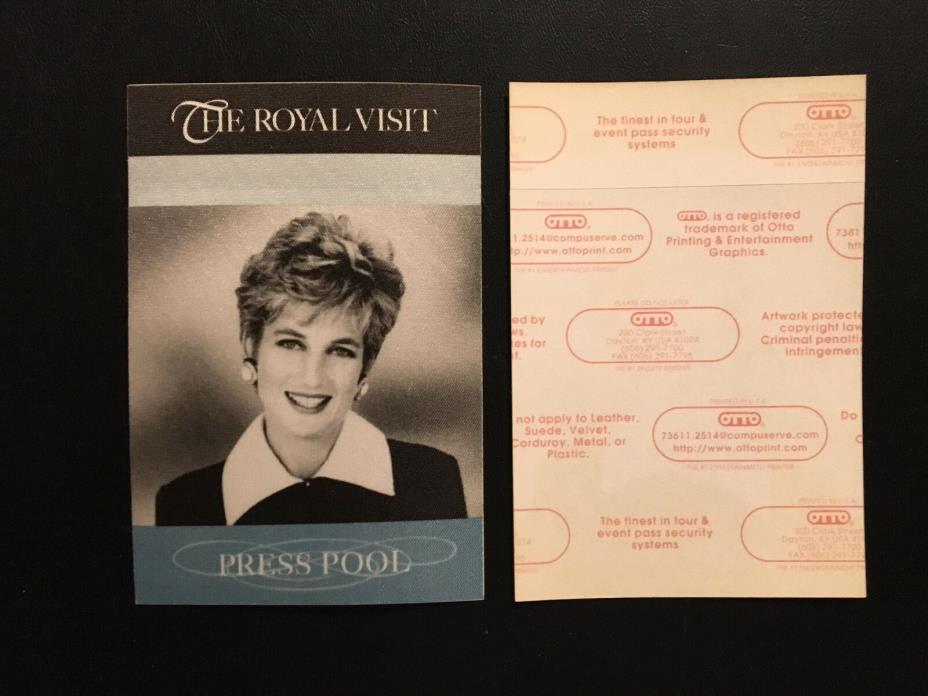 Rare Press Pool Pass from the Princess Diana Visit to Chicago in 1996