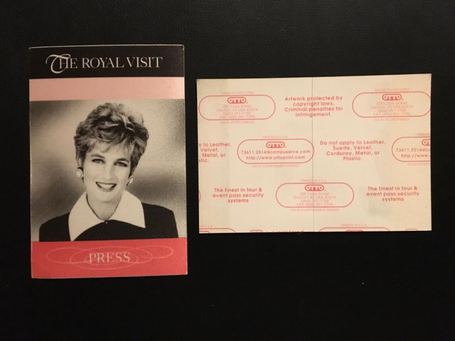 Rare Press Pass from the Princess Diana Visit to Chicago in 1996 (P)