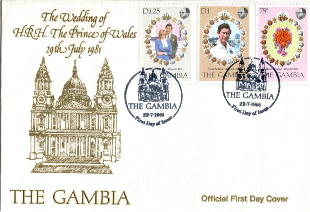 1981 THE GAMBIA ROYAL COVER MARRIAGE OF PRINCE OF WALES TO LADY DIANA SPENCER