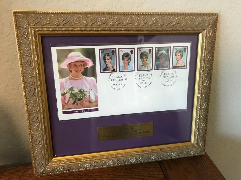PRINCESS DIANA Memorial Stamps 1998 1st Day of Issue Envelope Framed COA Royal