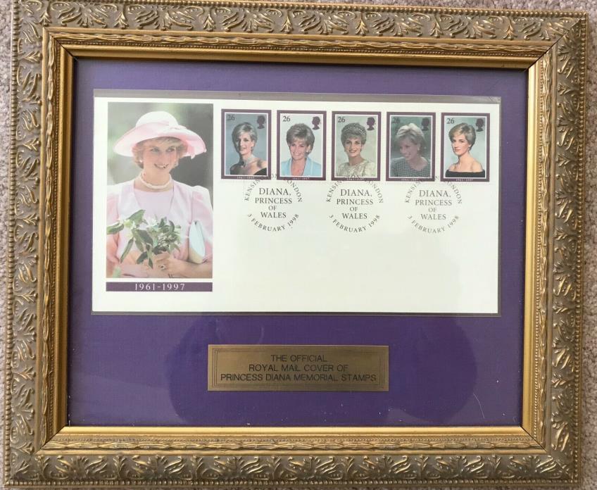 Framed Royal Mail Cover of Princess Diana Memorial Stamps with COA