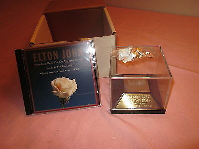 Elton John Princess Diana Memoriabilia - CD, Rose, Mirror with Plaque
