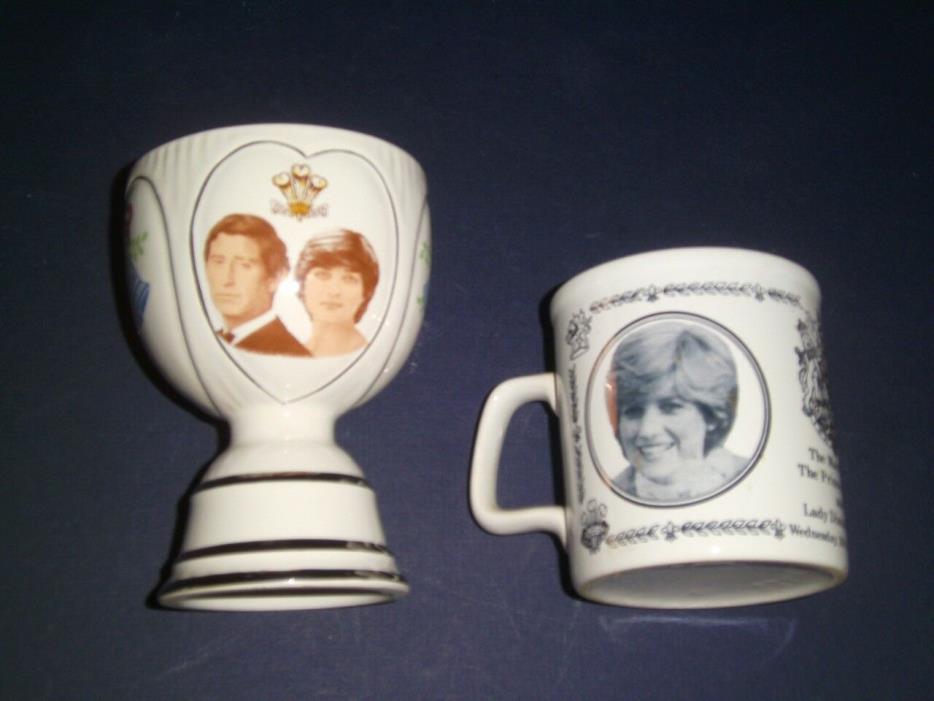 Charles Diana Marriage Commemorative Goblet Silva Staffordshire + Mug England