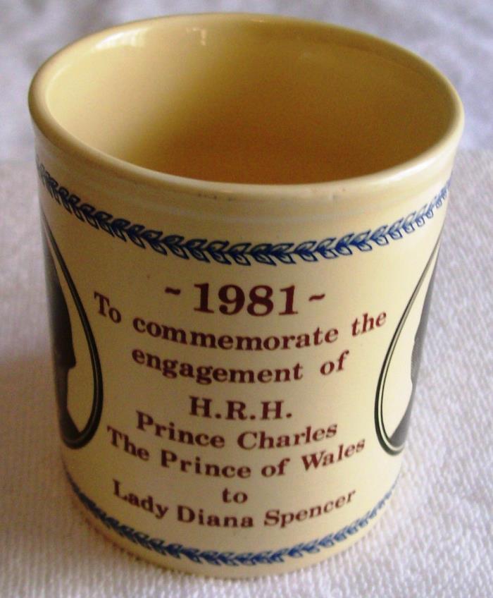 Prince Charles Lady Diana Spencer Engagement Commemorative Mug England 1981