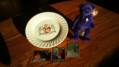 Princess Diana Collector's Beanie Baby, Wedding Plate & PressPass Trading Cards