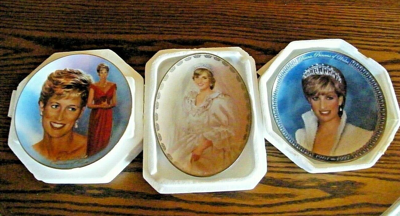 PRINCESS DIANA Lot of 3 Franklin Mint and Bradford Exchange Collector Plates