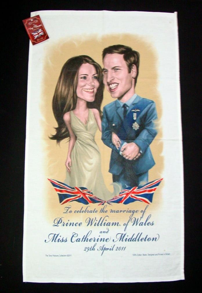 Tony Parsons Collection Tea Towel Prince William Kate 2011 Marriage Celebration