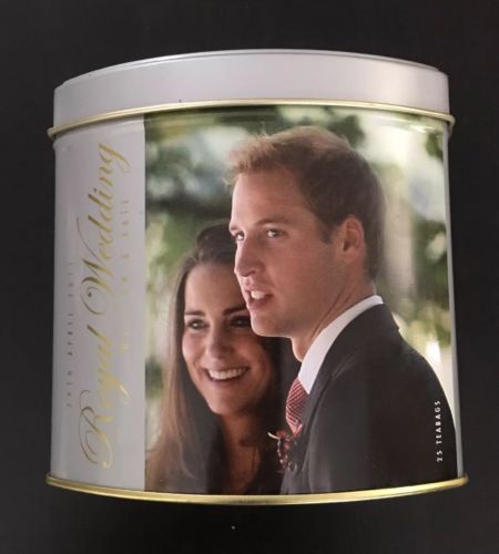 English Breakfast Tea Royal Wedding William & Kate 25 Teabags Silver Gift Caddy