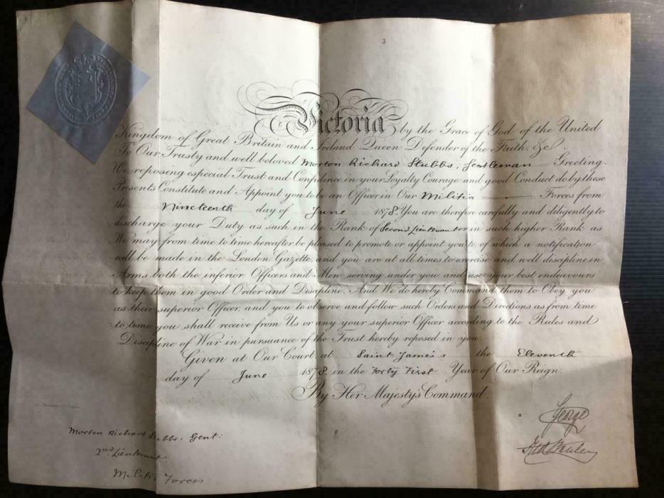 Prince George Duke Cambridge Queen Victoria Signed Military Commission Document