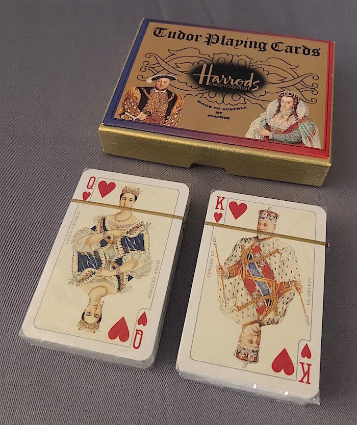 Vintage HARRODS Tudor EDWARD & VICTORIA PLAYING CARDS + BOX * SEALED *